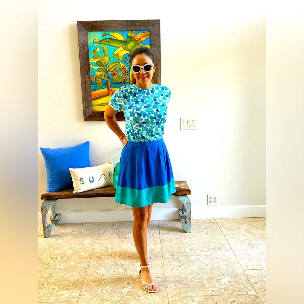 J Crew Blue Color Block Skirt